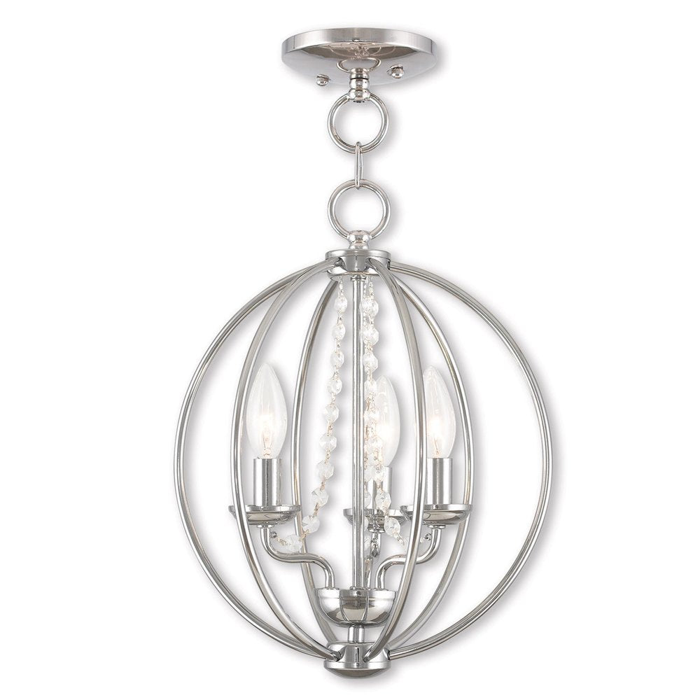 Silver Three Light Metal Dimmable Chandelier With Shades