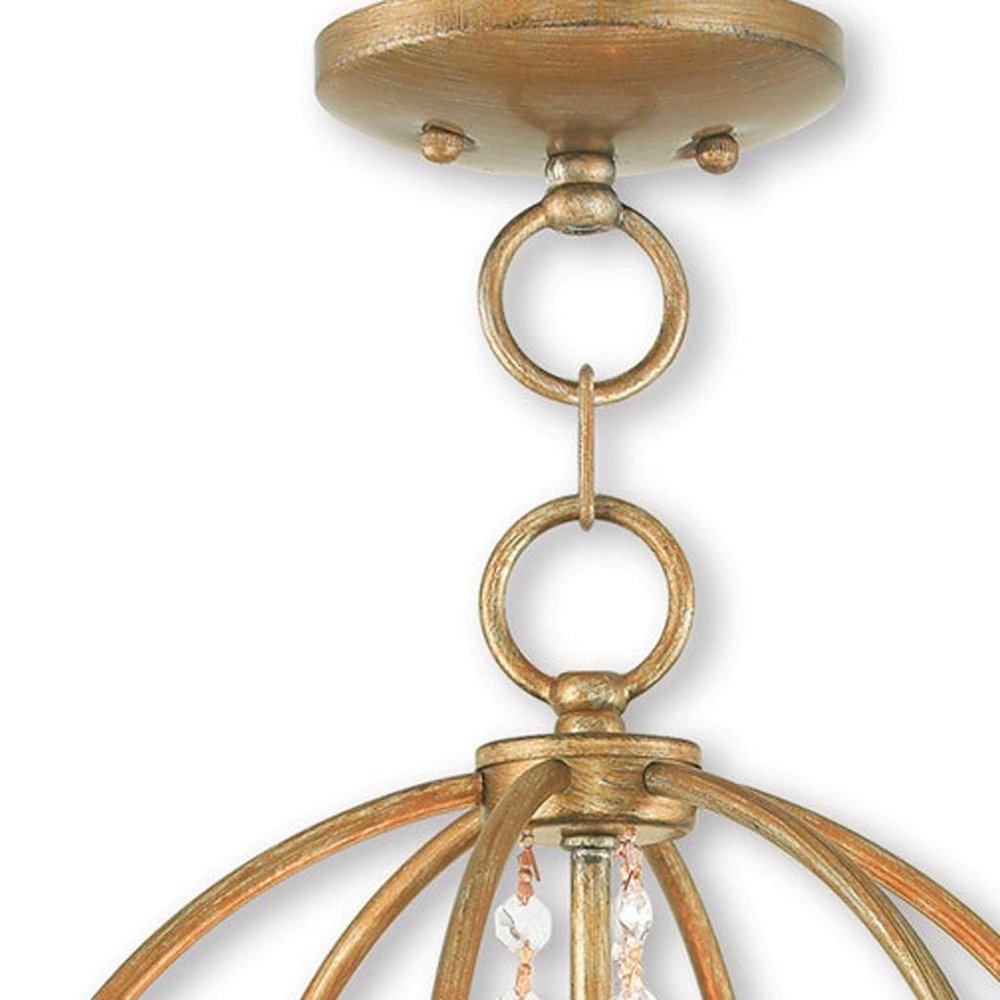 Gold Three Light Metal Dimmable Chandelier With Shades