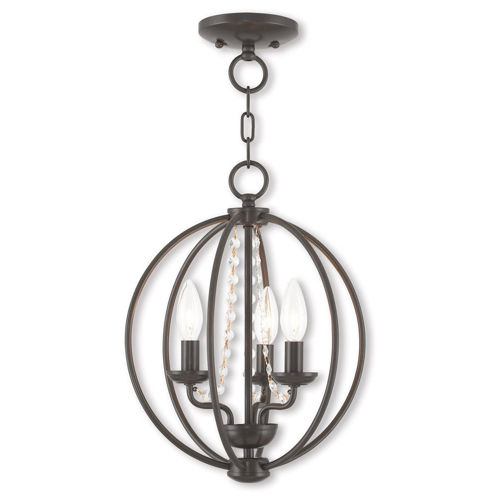 Bronze Three Light Metal Dimmable Chandelier With Shades