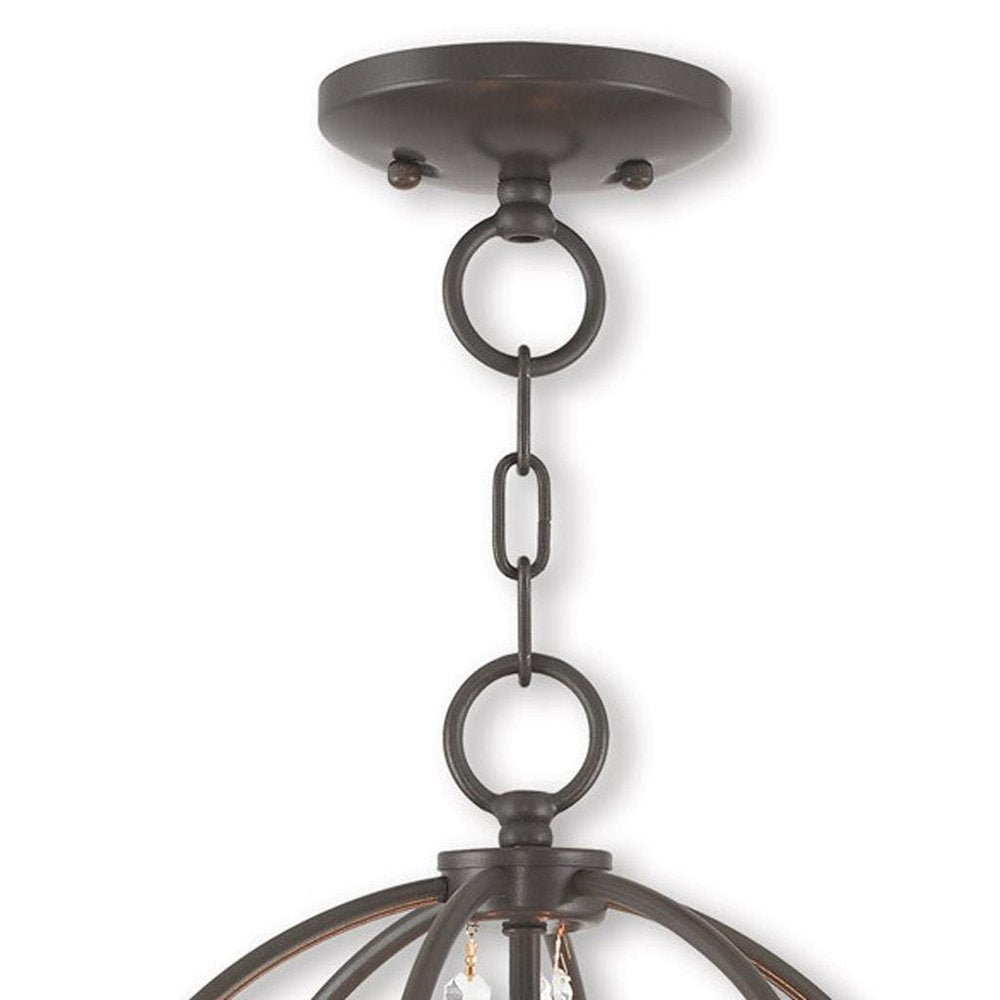 Bronze Three Light Metal Dimmable Chandelier With Shades