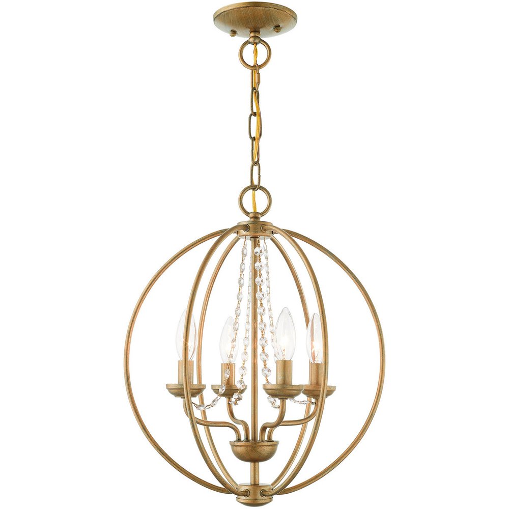 Gold Four Light Metal Dimmable Chandelier With Shades