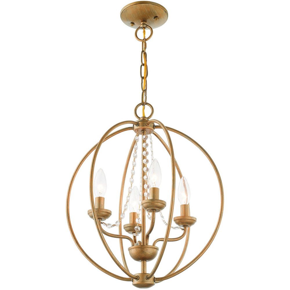 Gold Four Light Metal Dimmable Chandelier With Shades