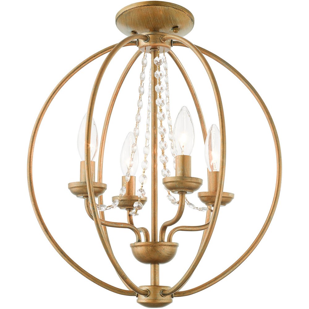 Gold Four Light Metal Dimmable Chandelier With Shades