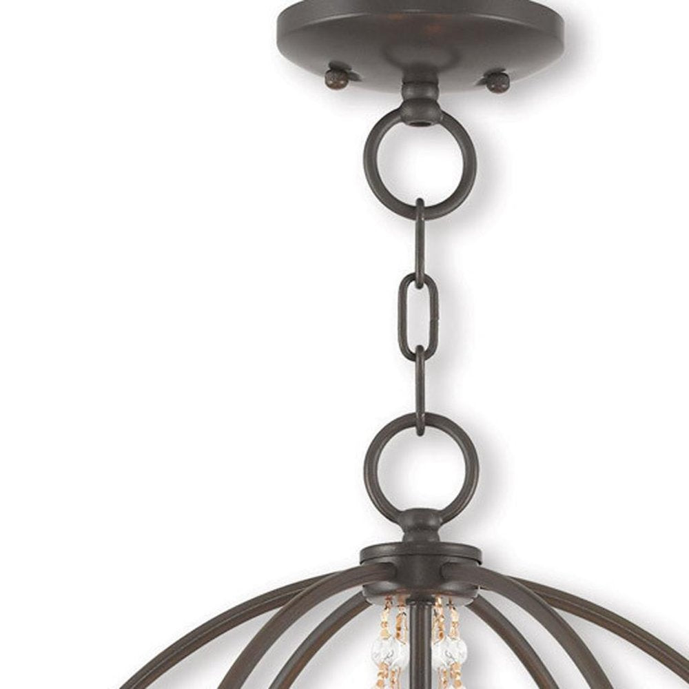 Bronze Four Light Metal Dimmable Chandelier With Shades