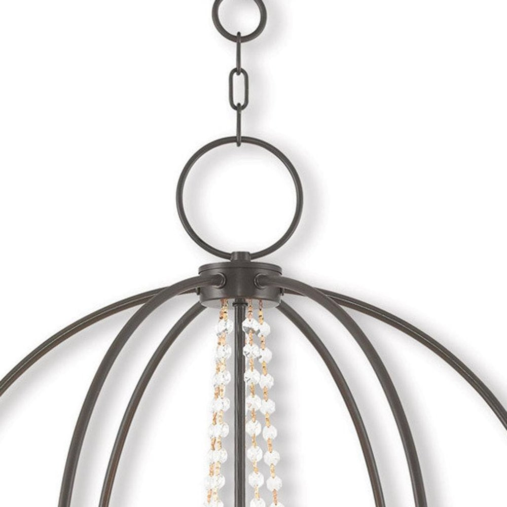 Bronze Five Light Metal Dimmable Chandelier With Shades