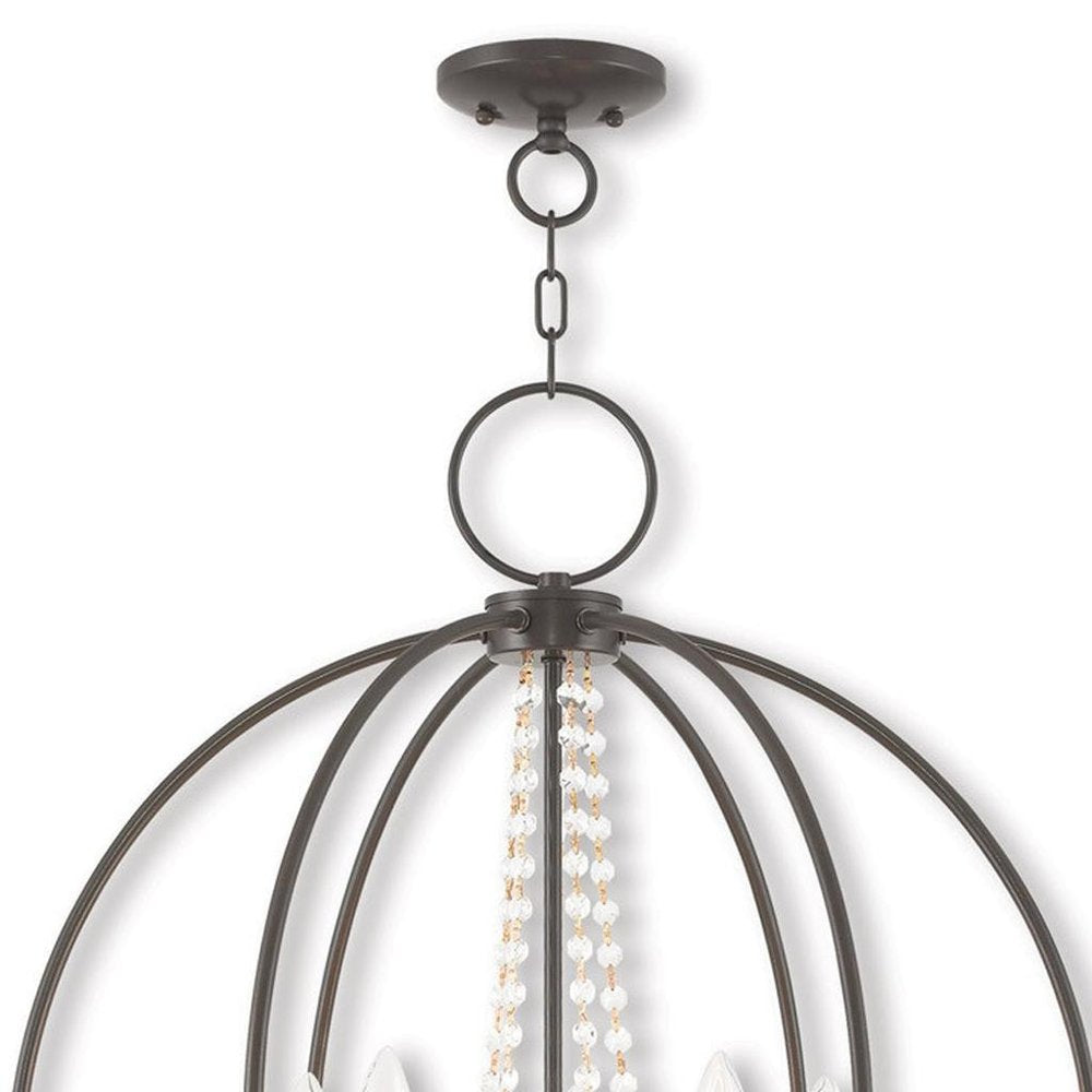 Bronze Five Light Metal Dimmable Chandelier With Shades