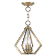 Antiqued Brass Two Light Metal Dimmable Chandelier With Shades