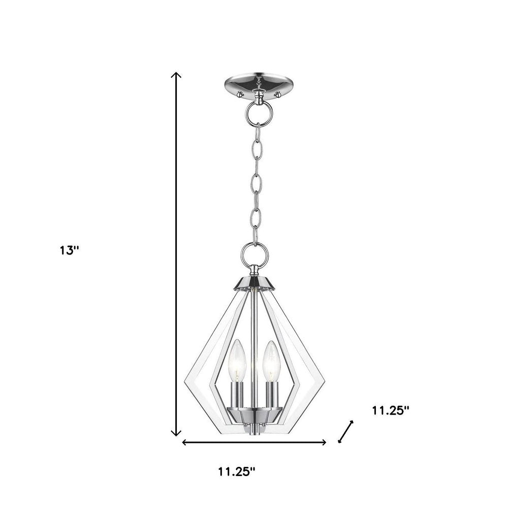 Silver Two Light Metal Dimmable Chandelier With Shades