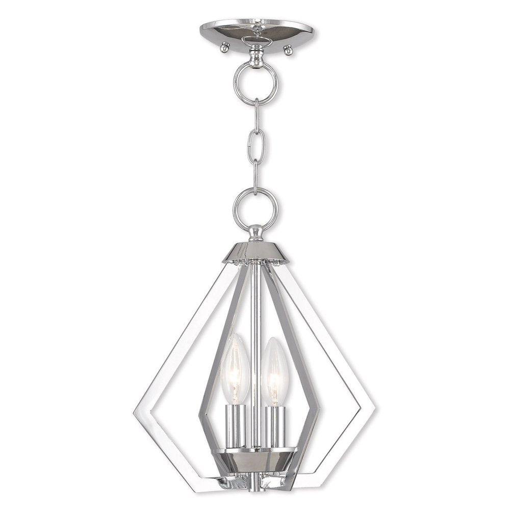 Silver Two Light Metal Dimmable Chandelier With Shades