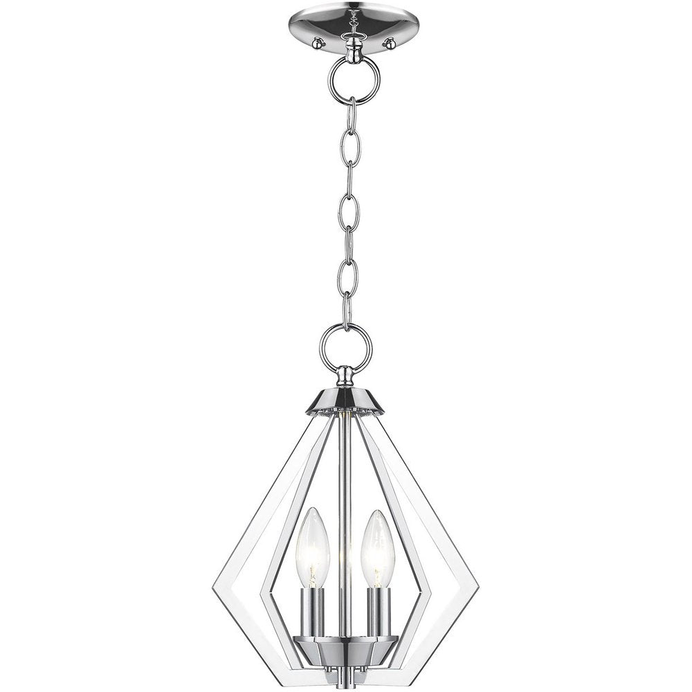 Silver Two Light Metal Dimmable Chandelier With Shades
