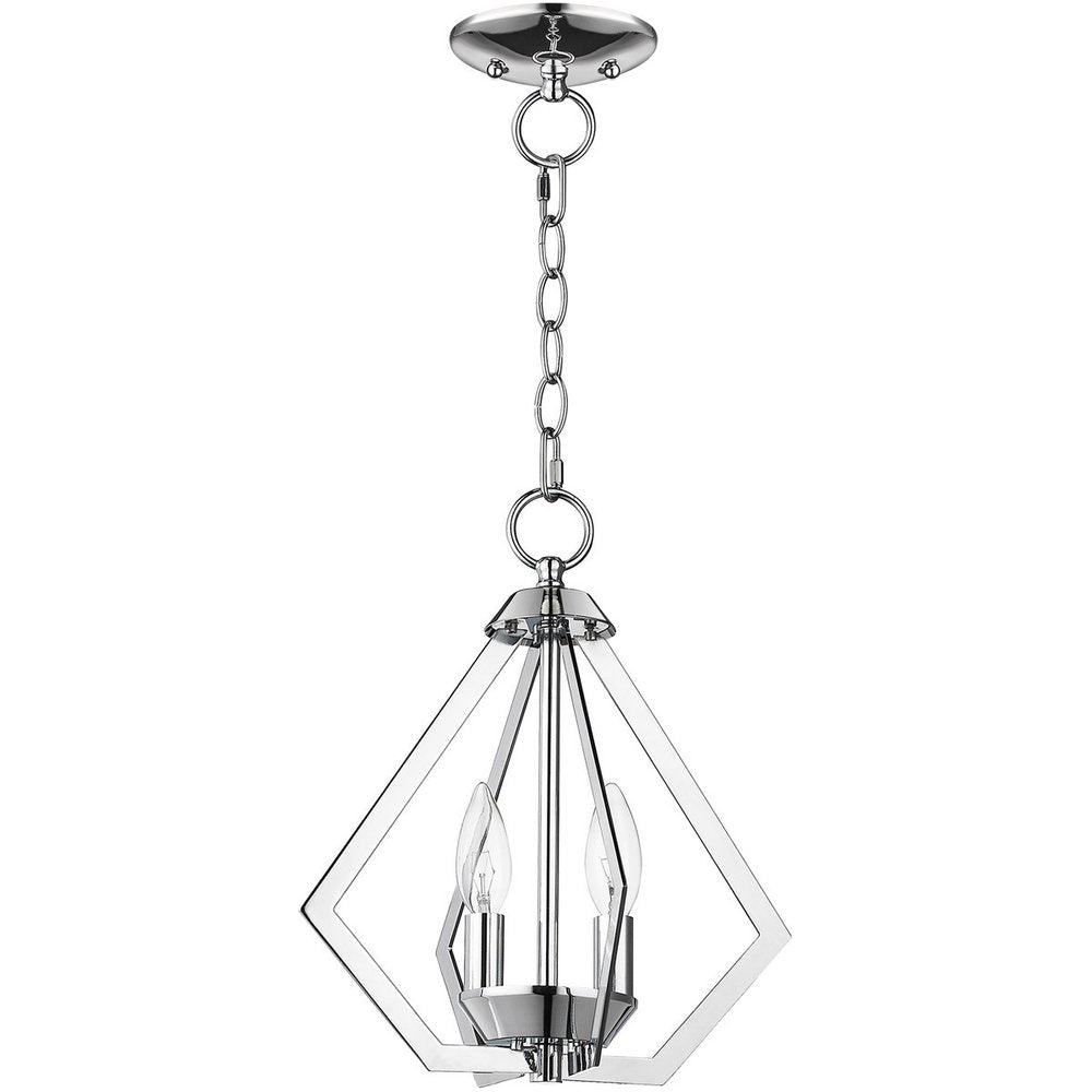 Silver Two Light Metal Dimmable Chandelier With Shades