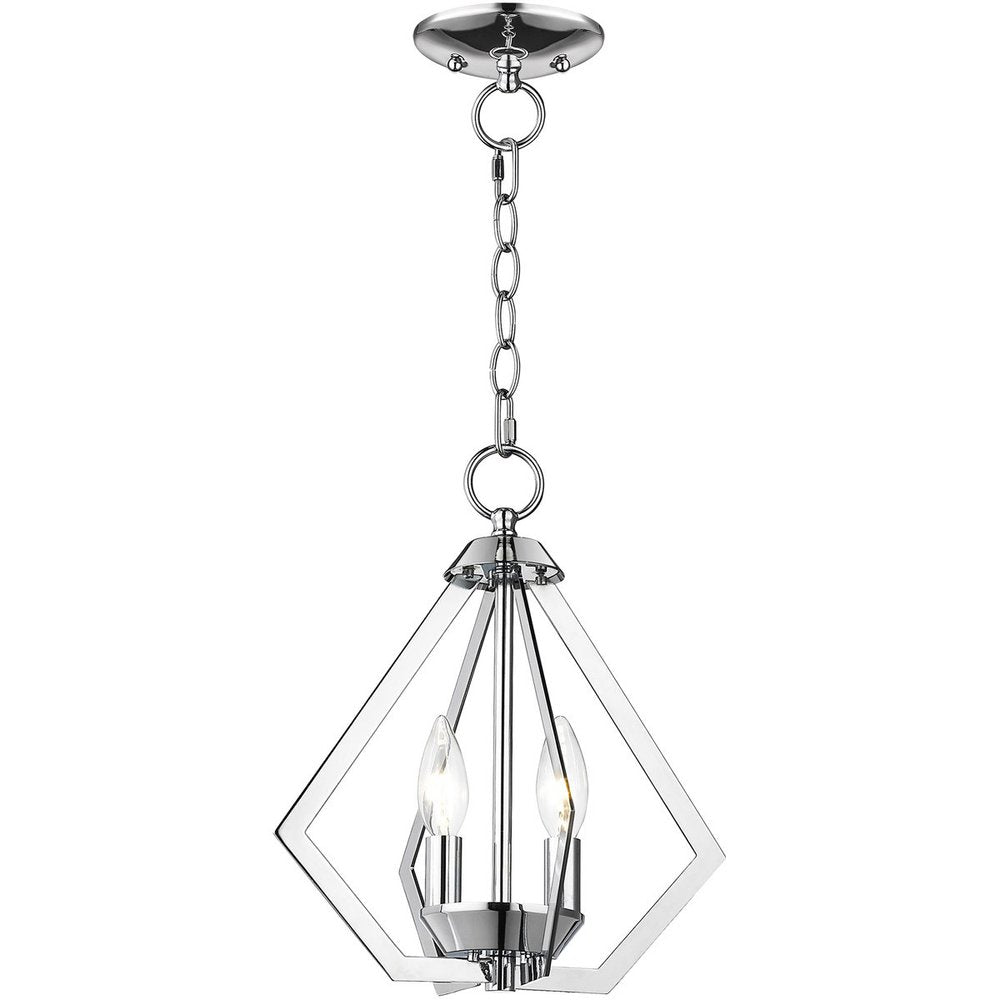 Silver Two Light Metal Dimmable Chandelier With Shades