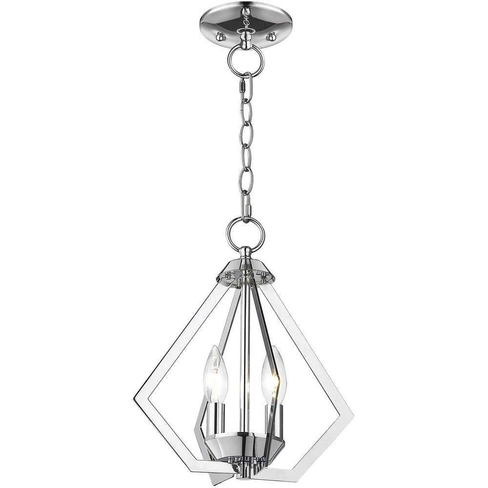 Silver Two Light Metal Dimmable Chandelier With Shades
