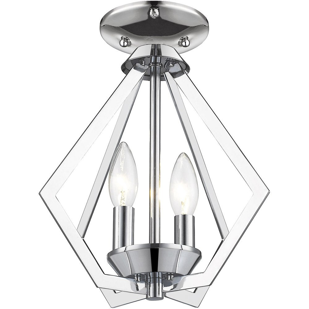 Silver Two Light Metal Dimmable Chandelier With Shades