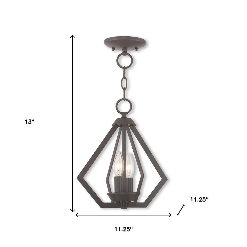 Bronze Two Light Dimmable Chandelier With Shades