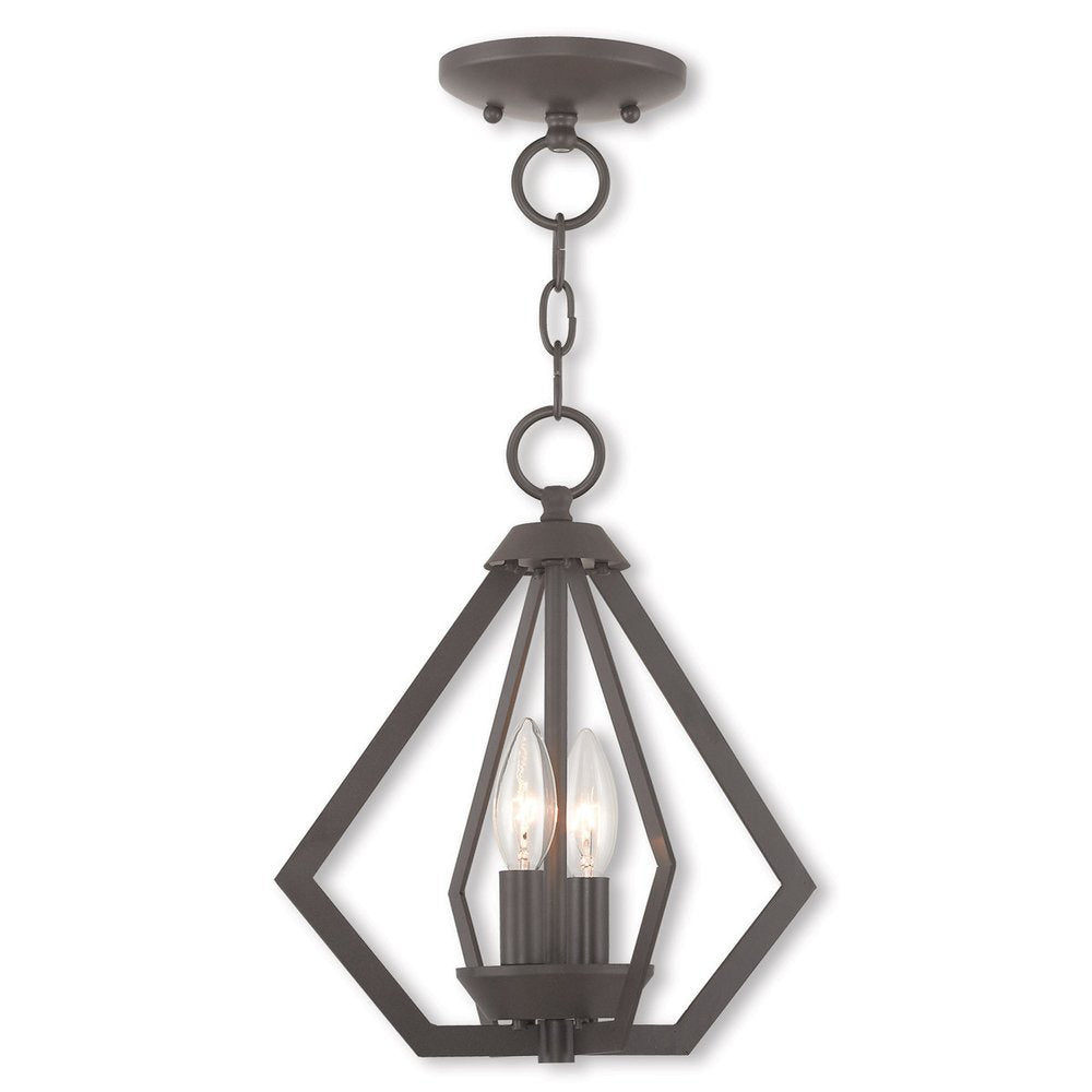 Bronze Two Light Metal Dimmable Chandelier With Shades