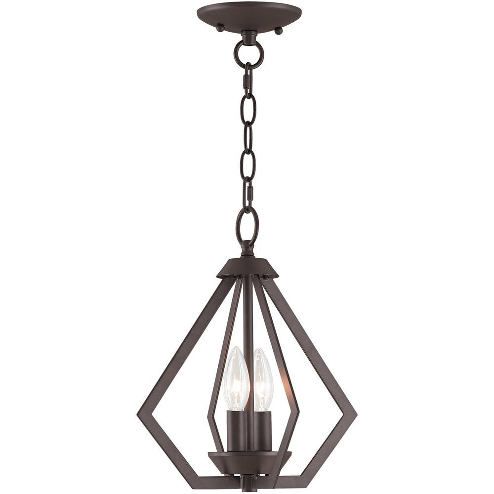 Bronze Two Light Metal Dimmable Chandelier With Shades