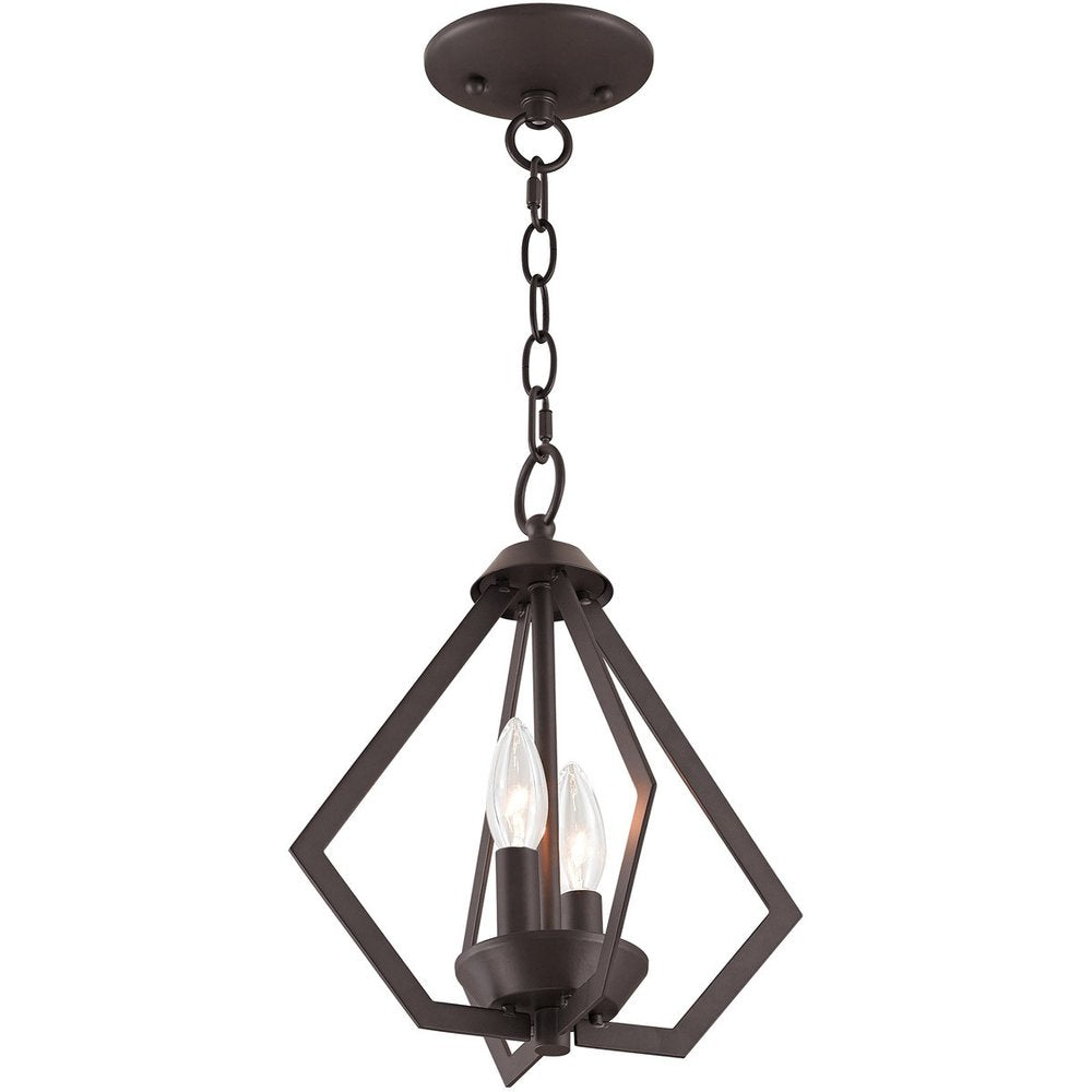 Bronze Two Light Dimmable Chandelier With Shades