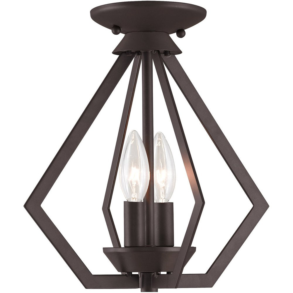 Bronze Two Light Metal Dimmable Chandelier With Shades
