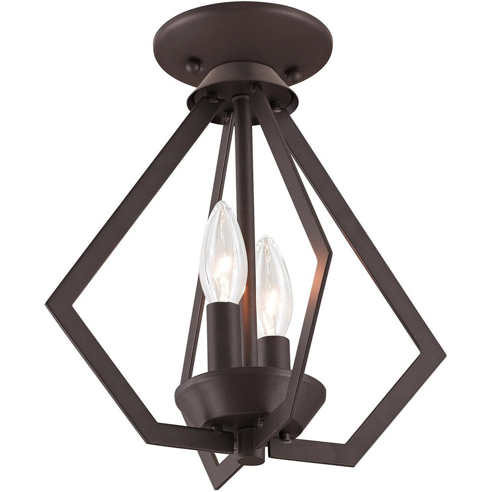Bronze Two Light Metal Dimmable Chandelier With Shades