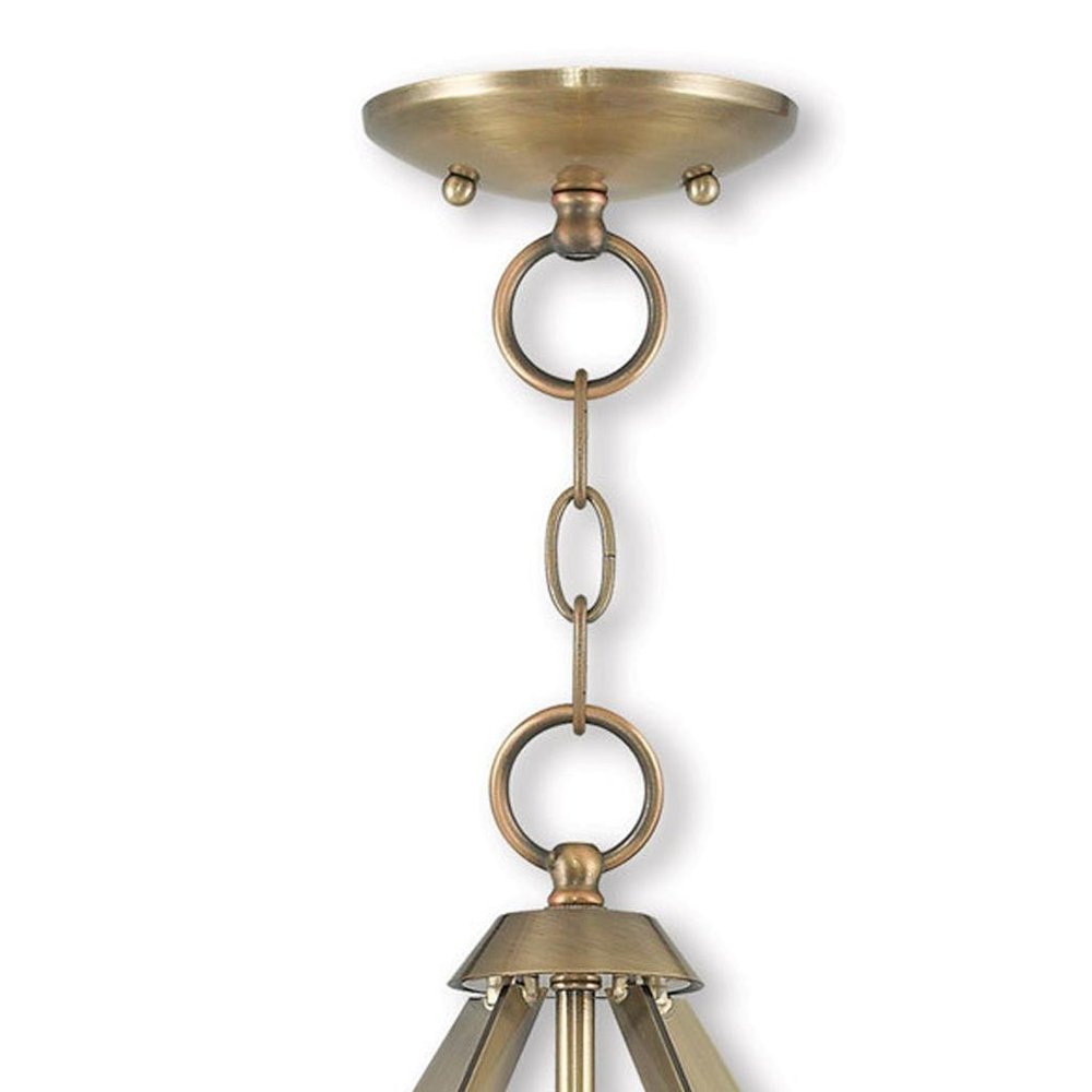 Antiqued Brass Three Light Metal Dimmable Chandelier With Shades
