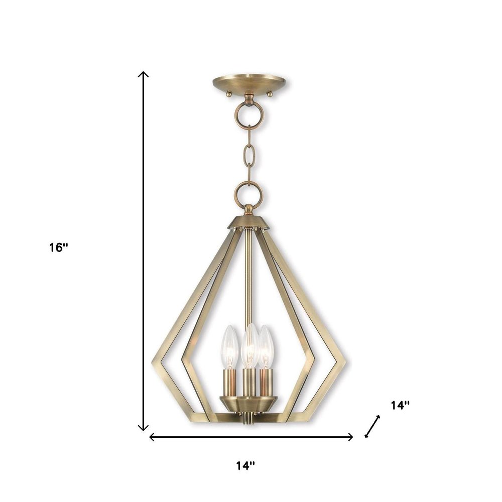 Antiqued Brass Three Light Metal Dimmable Chandelier With Shades