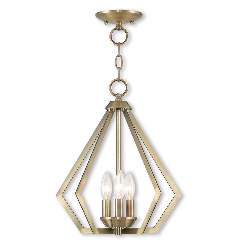 Antiqued Brass Three Light Metal Dimmable Chandelier With Shades