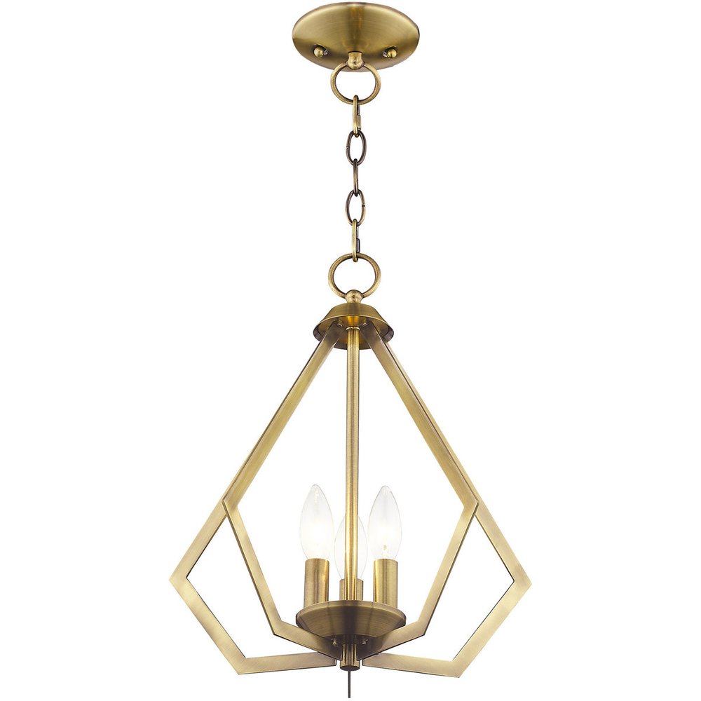 Antiqued Brass Three Light Metal Dimmable Chandelier With Shades