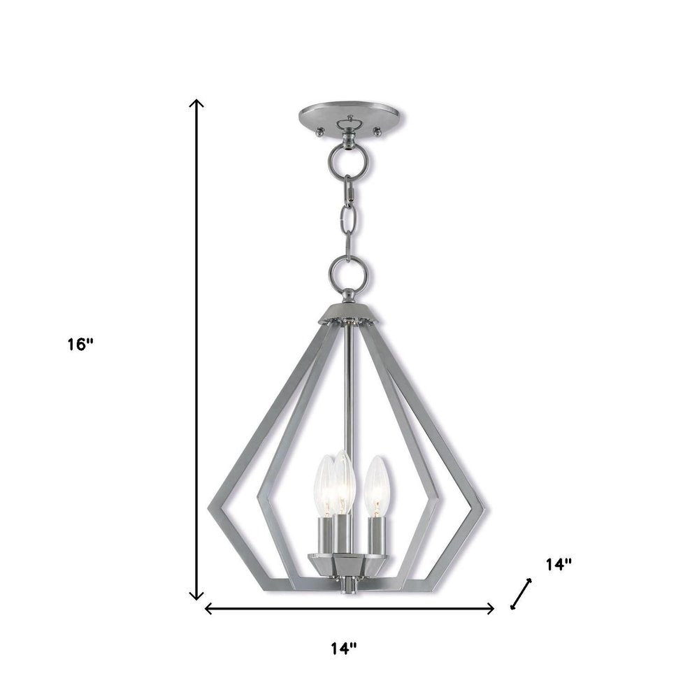 Silver Three Light Metal Dimmable Chandelier With Shades