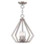 Nickel Three Light Metal Dimmable Chandelier With Shades
