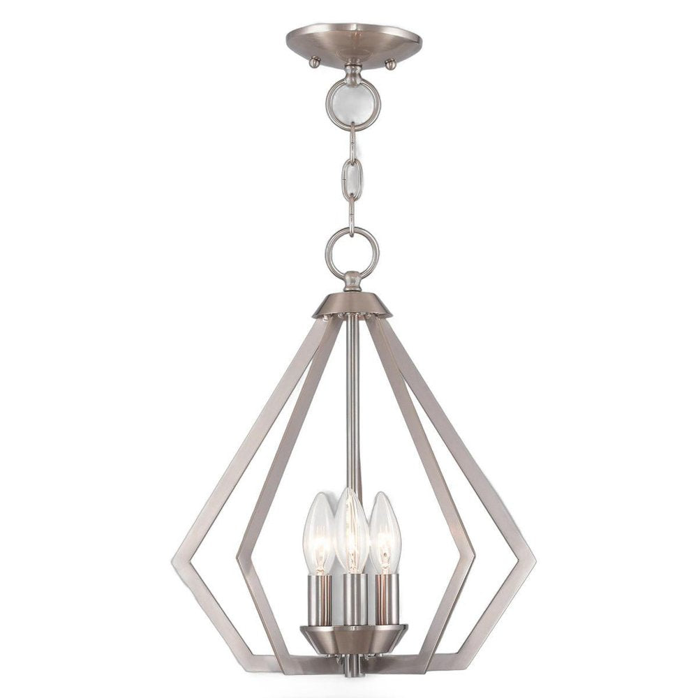 Nickel Three Light Metal Dimmable Chandelier With Shades