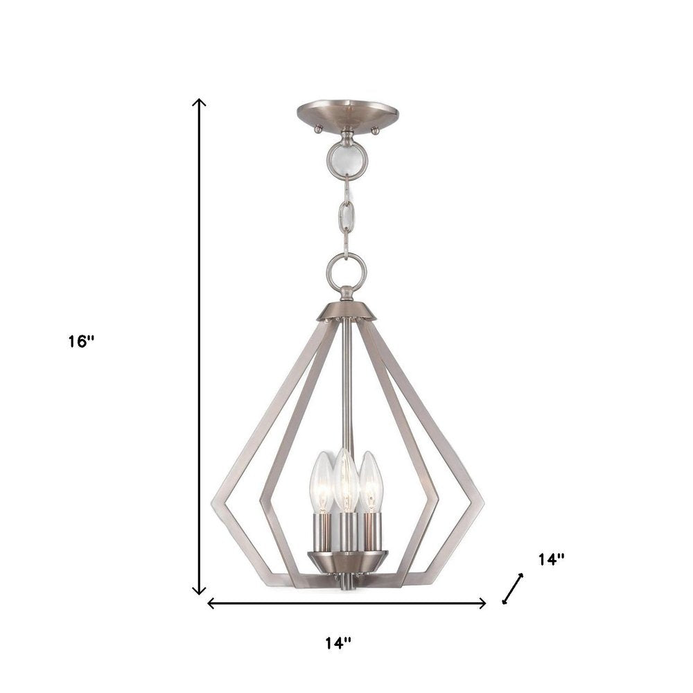 Nickel Three Light Metal Dimmable Chandelier With Shades