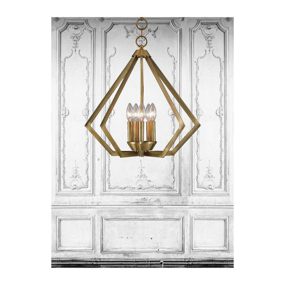 Five Light Dimmable Chandelier With Shades