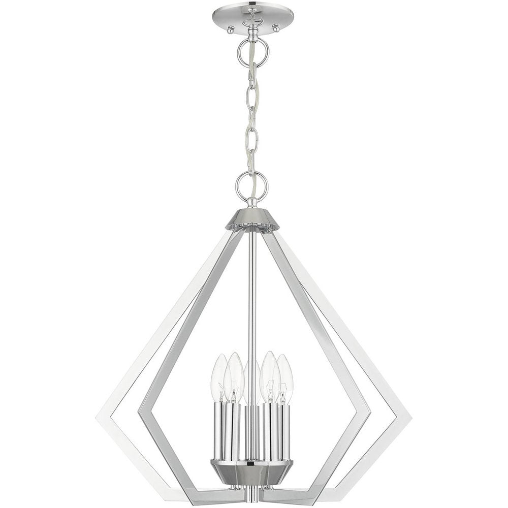 Silver Five Light Metal Dimmable Chandelier With Shades