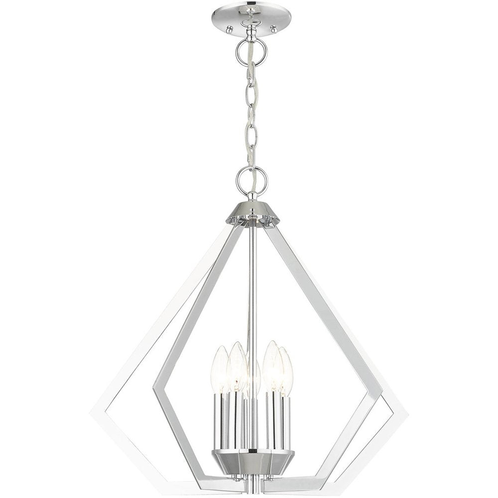 Silver Five Light Metal Dimmable Chandelier With Shades