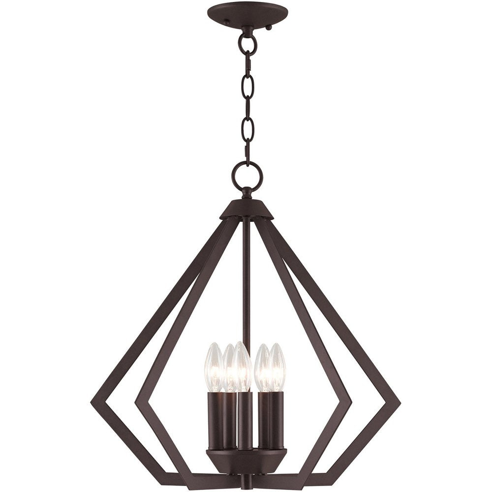 Bronze Five Light Metal Dimmable Chandelier With Shades
