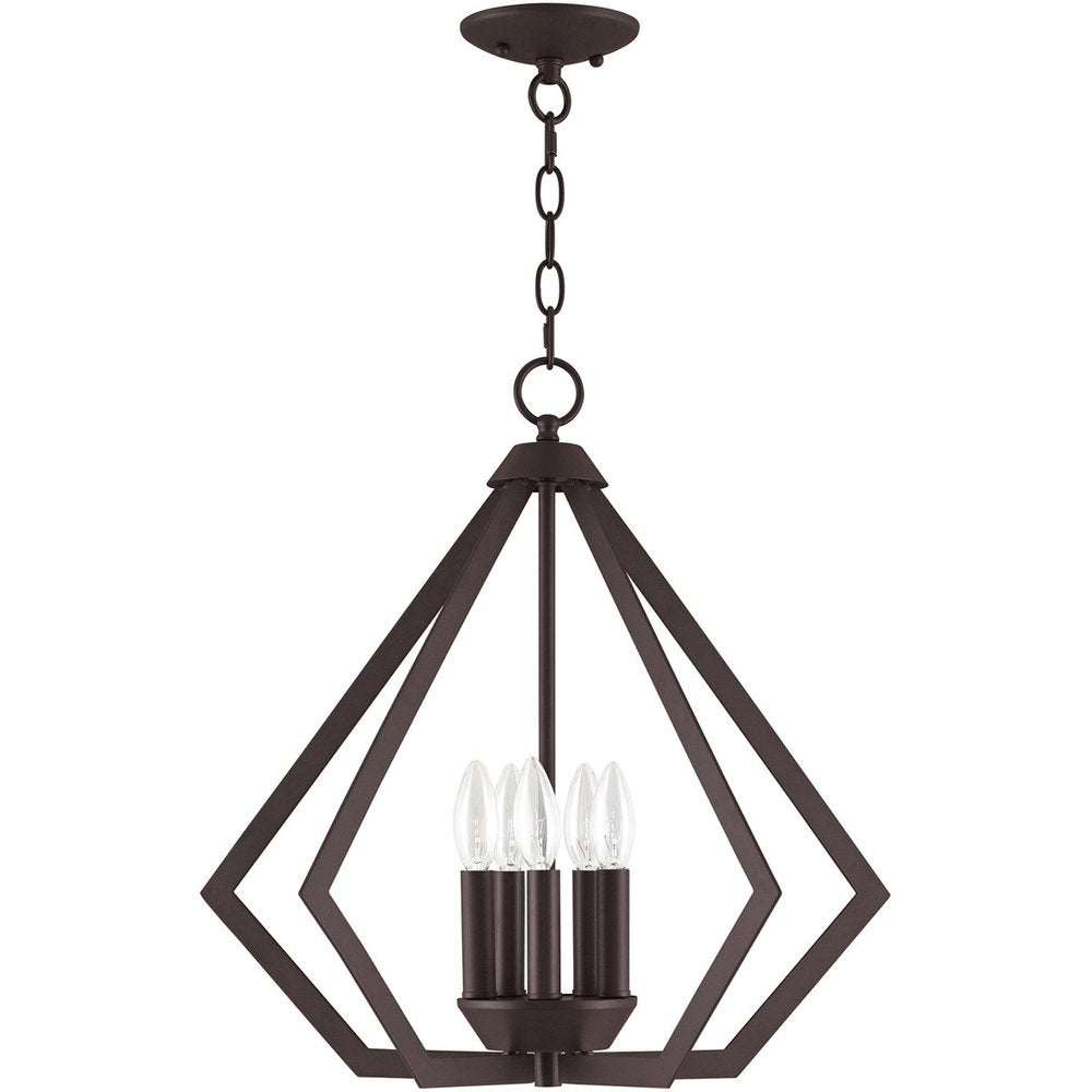 Bronze Five Light Metal Dimmable Chandelier With Shades