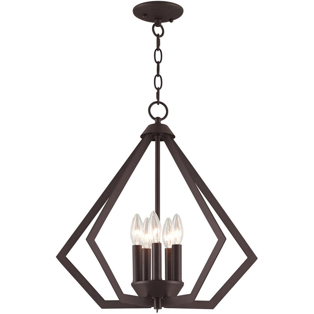 Bronze Five Light Metal Dimmable Chandelier With Shades