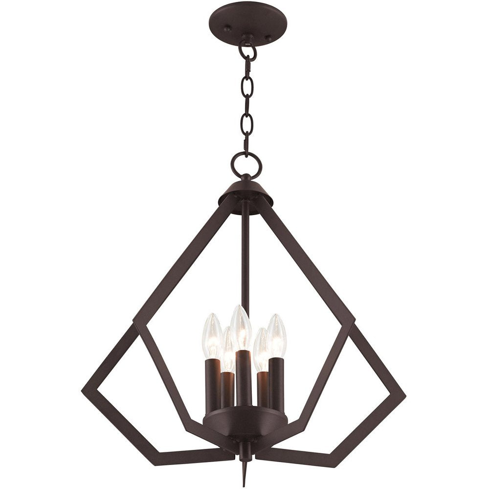 Bronze Five Light Metal Dimmable Chandelier With Shades