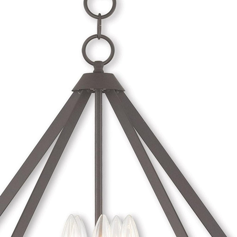 Bronze Five Light Metal Dimmable Chandelier With Shades