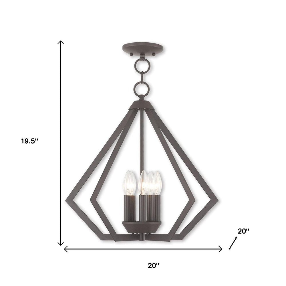 Bronze Five Light Metal Dimmable Chandelier With Shades