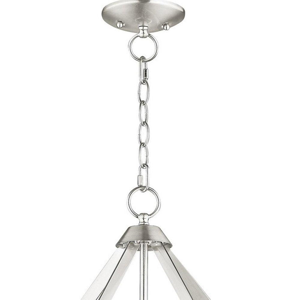 Nickel Five Light Metal Dimmable Chandelier With Shades