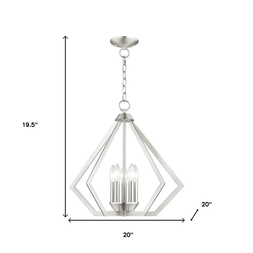 Nickel Five Light Metal Dimmable Chandelier With Shades