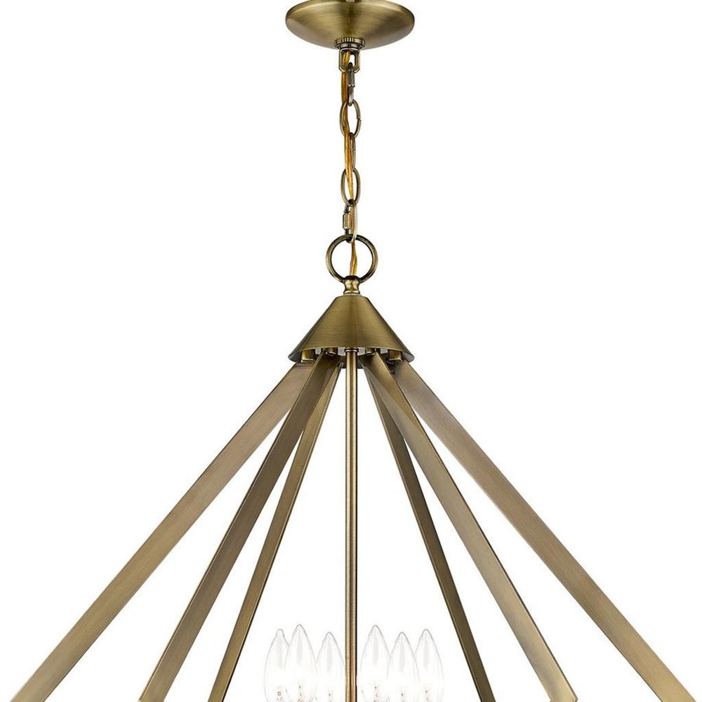 Six Light Dimmable Chandelier With Shades