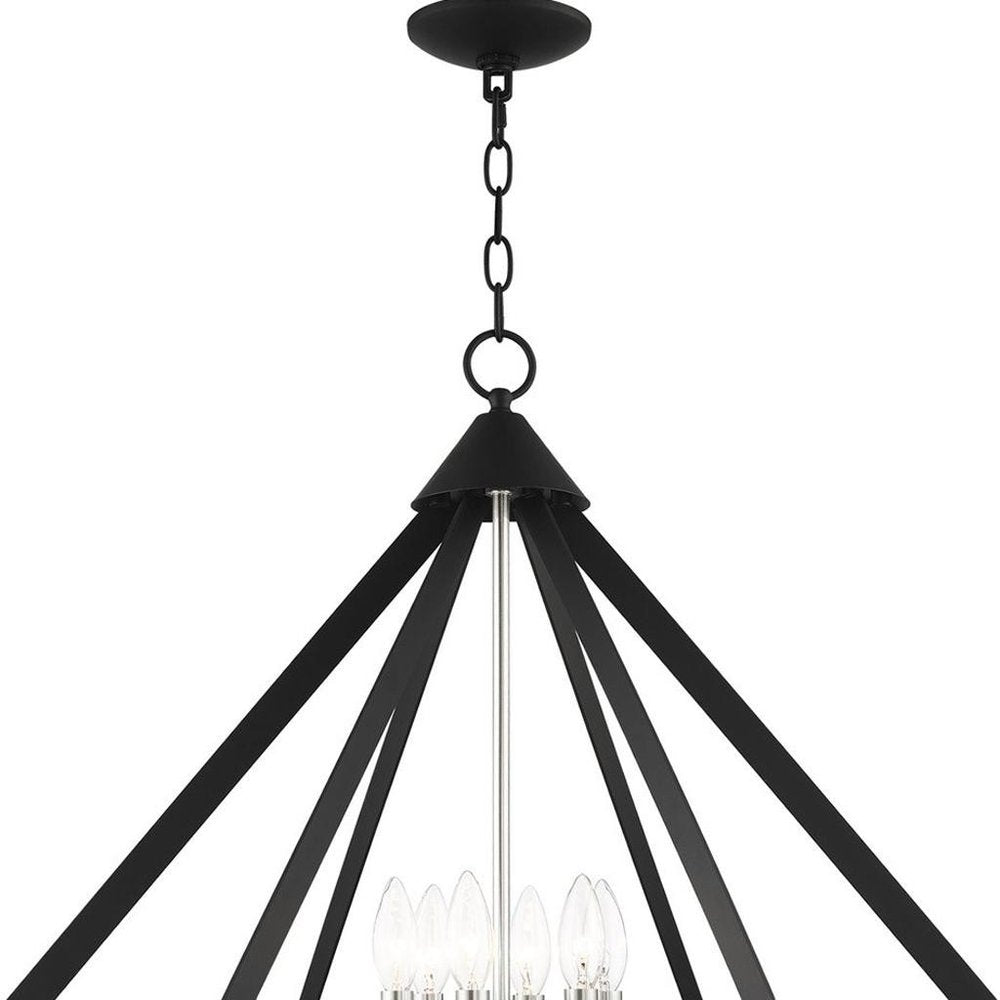 Six Light Dimmable Chandelier With Shades