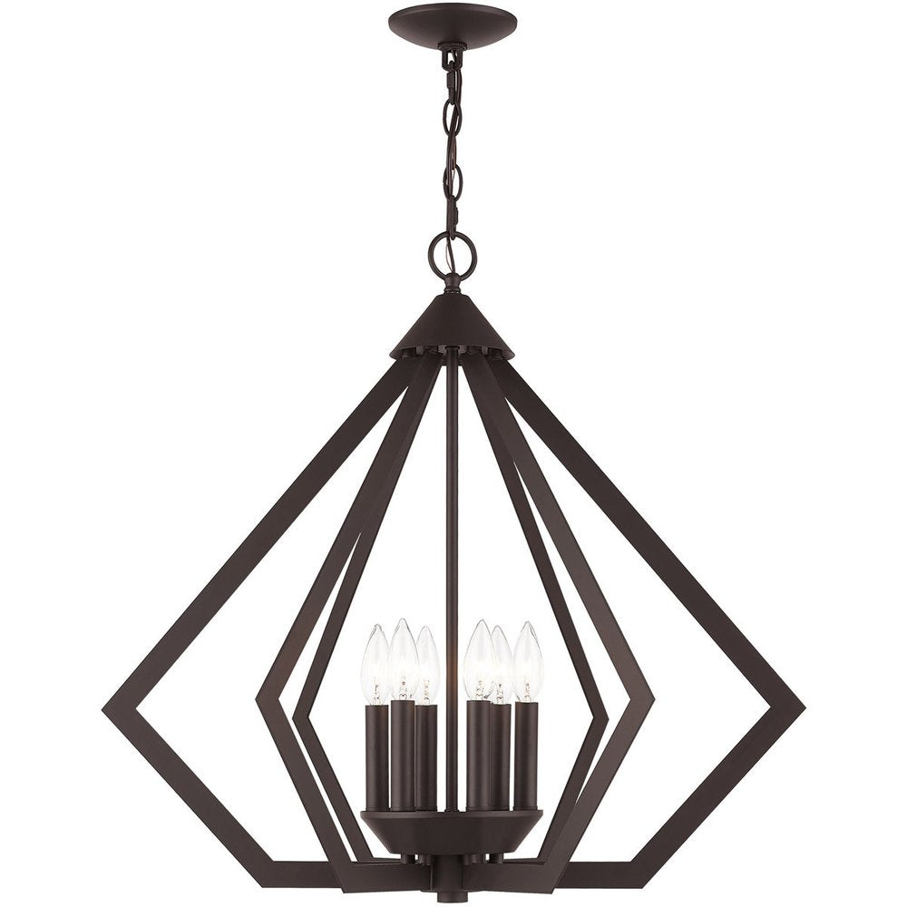 Bronze Six Light Dimmable Chandelier With Shades