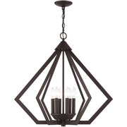 Bronze Six Light Dimmable Chandelier With Shades