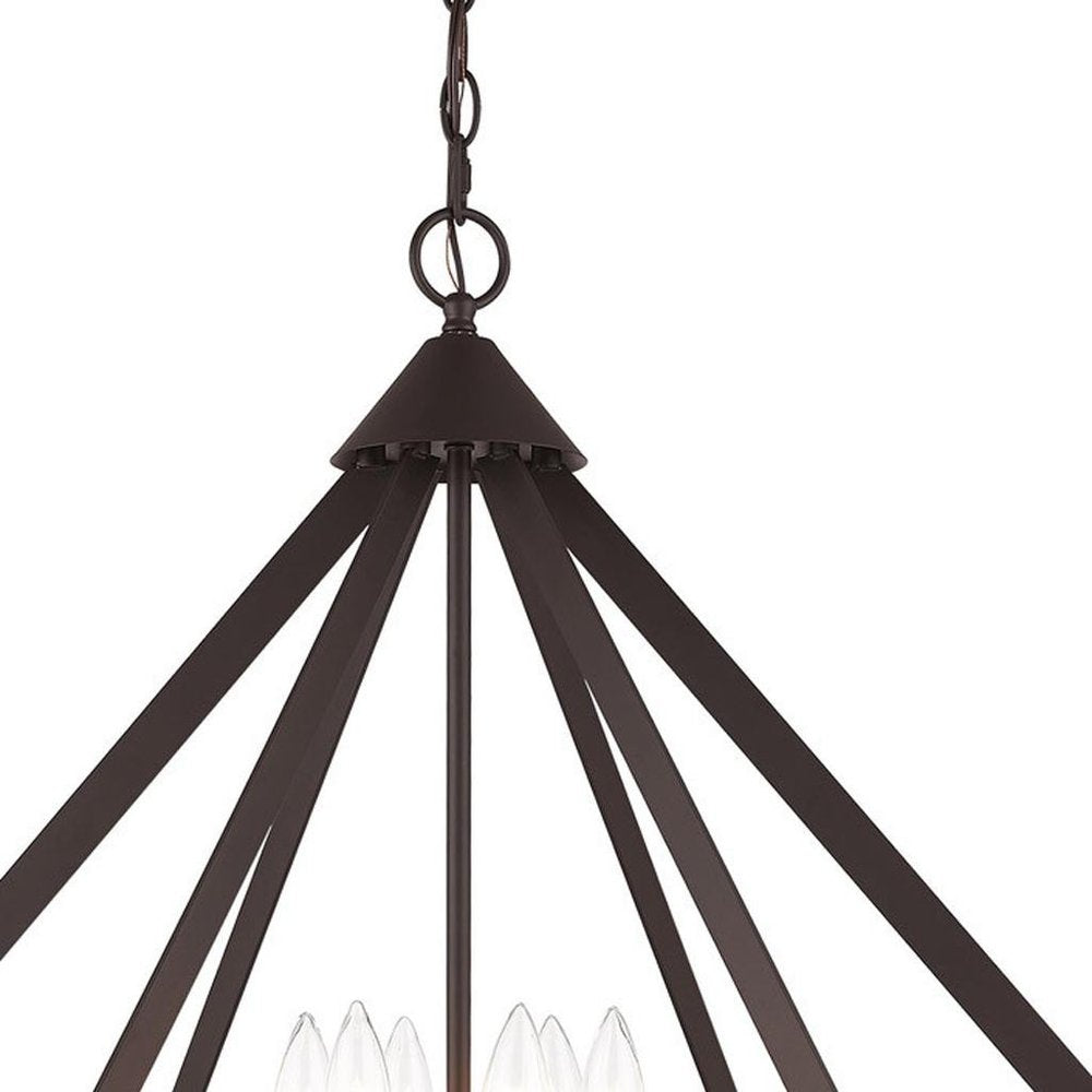 Bronze Six Light Dimmable Chandelier With Shades
