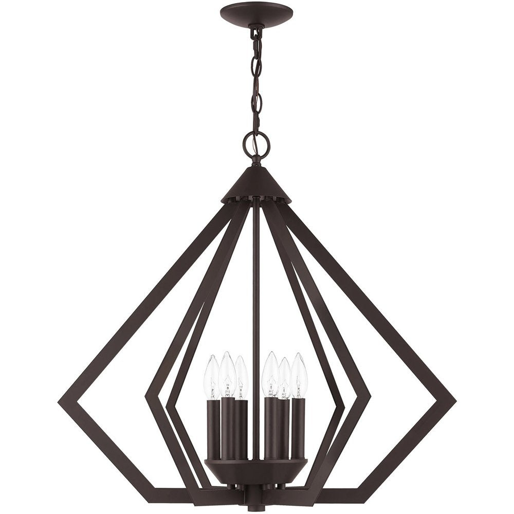 Bronze Six Light Dimmable Chandelier With Shades