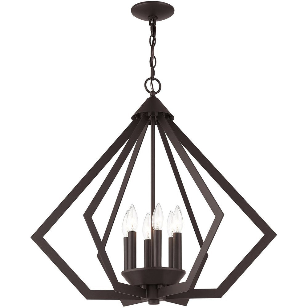 Bronze Six Light Dimmable Chandelier With Shades